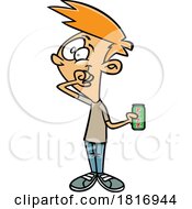 Cartoon Boy Drinking A Fizzy Soda Licensed Clipart