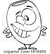 Cartoon Black And White Happy Olive Mascot Licensed Clipart