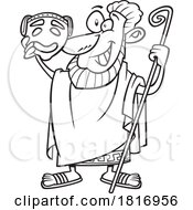 Cartoon Black And White Greek Actor Licensed Clipart