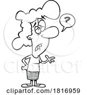 Cartoon Black And White Woman Asking A Stupid Question Licensed Clipart