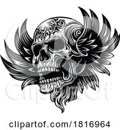 Black and White Winged Tattoo Skull by dero #COLLC1816964-0053