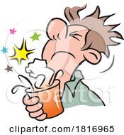 Cartoon Man Holding A Drink With A Punch Licensed Clipart