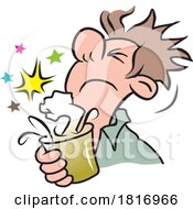 Cartoon Man Holding A Drink With A Punch Licensed Clipart