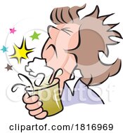 Cartoon Woman Holding A Drink With A Punch Licensed Clipart by Johnny Sajem