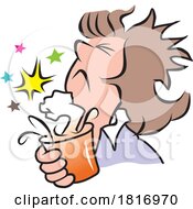 Cartoon Woman Holding A Drink With A Punch Licensed Clipart