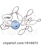 Cartoon Bowling Ball Saying Oops As It Hits The Pins Licensed Clipart