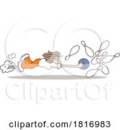 Cartoon Woman Flying With A Bowling Ball Licensed Clipart by Johnny Sajem