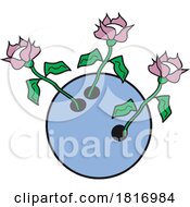 Cartoon Retired Bowling Ball With Flowers Licensed Clipart