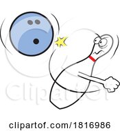 Cartoon Bowling Pin Fighting Back At A Ball Licensed Clipart by Johnny Sajem