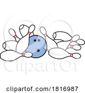 Cartoon Bowling Ball And Pins Licensed Clipart