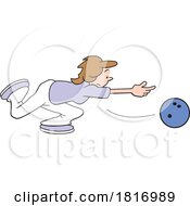 Cartoon Woman Bowling Licensed Clipart