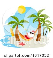 Poster, Art Print Of Cartoon Vacation Santa Claus In A Hammock Licensed Clipart