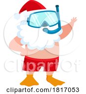 Poster, Art Print Of Cartoon Vacation Santa Claus Snorkeling Licensed Clipart