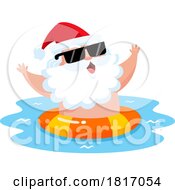 Poster, Art Print Of Cartoon Vacation Santa Claus Swimming Licensed Clipart