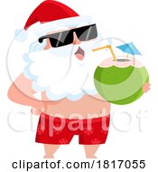 Poster, Art Print Of Cartoon Vacation Santa Claus Drinking Coconut Milk Licensed Clipart