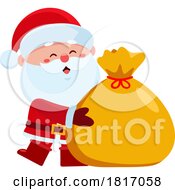 Poster, Art Print Of Cartoon Santa Claus With His Sack Licensed Clipart