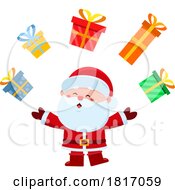 Poster, Art Print Of Cartoon Santa Claus With Gifts Licensed Clipart