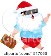 Poster, Art Print Of Cartoon Vacation Santa Claus With A Suitcase Licensed Clipart