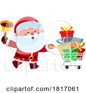 Poster, Art Print Of Cartoon Santa Claus Ringing A Bell Licensed Clipart