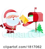 Poster, Art Print Of Cartoon Santa Claus Sending Mail Licensed Clipart