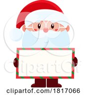 Poster, Art Print Of Cartoon Santa Claus Holding A Sign Licensed Clipart