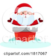 Poster, Art Print Of Cartoon Santa Claus In A Chimney Licensed Clipart