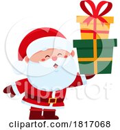 Poster, Art Print Of Cartoon Santa Claus Holding Gifts Licensed Clipart