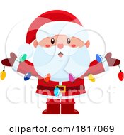 Poster, Art Print Of Cartoon Santa Claus With Christmas Lights Licensed Clipart