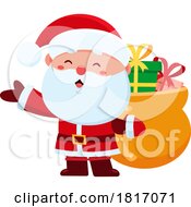 Poster, Art Print Of Cartoon Santa Claus With Sack Of Gifts Licensed Clipart