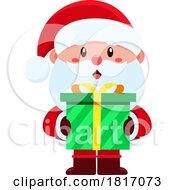 Poster, Art Print Of Cartoon Santa Claus Holding A Gift Licensed Clipart