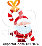 Poster, Art Print Of Cartoon Santa Claus With A Candy Cane Licensed Clipart