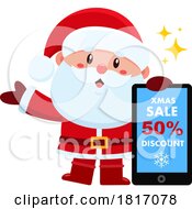 Poster, Art Print Of Cartoon Santa Claus With A Discount Sign Licensed Clipart