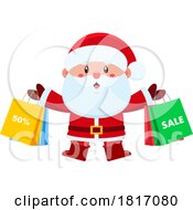 Poster, Art Print Of Cartoon Santa Claus With Sale Bags Licensed Clipart