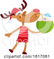 Cartoon Christmas Reindeer On Vacation Licensed Clipart