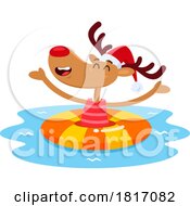 Cartoon Christmas Reindeer On Vacation Licensed Clipart