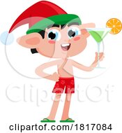 Cartoon Christmas Elf On Vacation Licensed Clipart