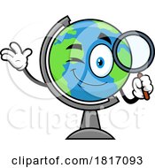 Cartoon Globe Searching Mascot Licensed Clipart