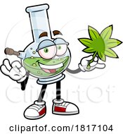 Cartoon Bong Mascot Holding A Pot Leaf Licensed Clipart