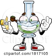 Cartoon Bong Mascot Lighting Up Licensed Clipart