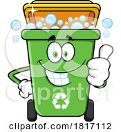 Cartoon Recycle Bin Mascot With Bubbles Licensed Clipart