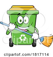 Cartoon Recycle Bin Mascot Sweeping Licensed Clipart