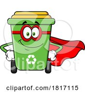 Cartoon Recycle Bin Mascot Wearing A Cape Licensed Clipart