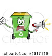 Cartoon Recycle Bin Mascot Using A Megaphone Licensed Clipart