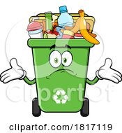 Cartoon Full Shrugging Recycle Bin Mascot Licensed Clipart