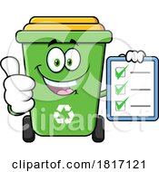 Cartoon Recycle Bin Mascot With A Check List Licensed Clipart