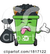 Cartoon Gagging Recycle Bin Mascot Full Of Bags Licensed Clipart