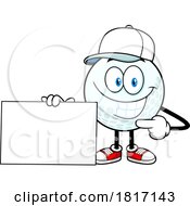 Cartoon Golf Ball Mascot With A Sign Licensed Clipart