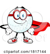 Cartoon Golf Ball Super Hero Mascot Licensed Clipart