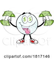 Cartoon Golf Ball Mascot With Cash Licensed Clipart