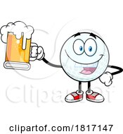 Cartoon Golf Ball Mascot With Beer Licensed Clipart